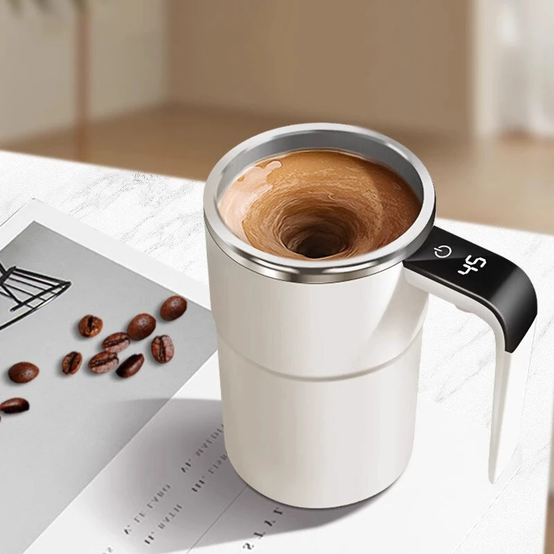 IPRee Intelligent Magnetic Auto-Stirring Cup with LED Display Temperature 380ml Rechargeable Portable Mixing Coffee Mug For Home & Office Use (image for) IPRee Intelligent Magnetic Auto-Stirring Cup with LED Display Temperature 380ml Rechargeable Portable Mixing Coffee Mug For Home & Office Use