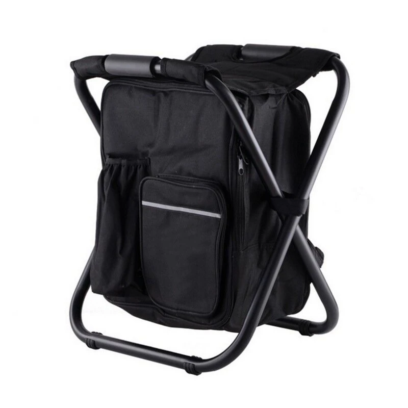 (image for) IPRee Outdoor Folding Camping Fishing Chair Stool Portable Backpack Cooler Insulated Picnic Bag Hiking Seat Table Bag Camping Fishing Gear